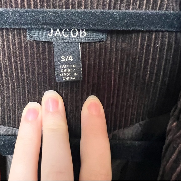 JACOB Vintage Corduroy Brown Cotton Button-up Blazer Long Open Coat - Size 3/4 - Picture 7 of 11